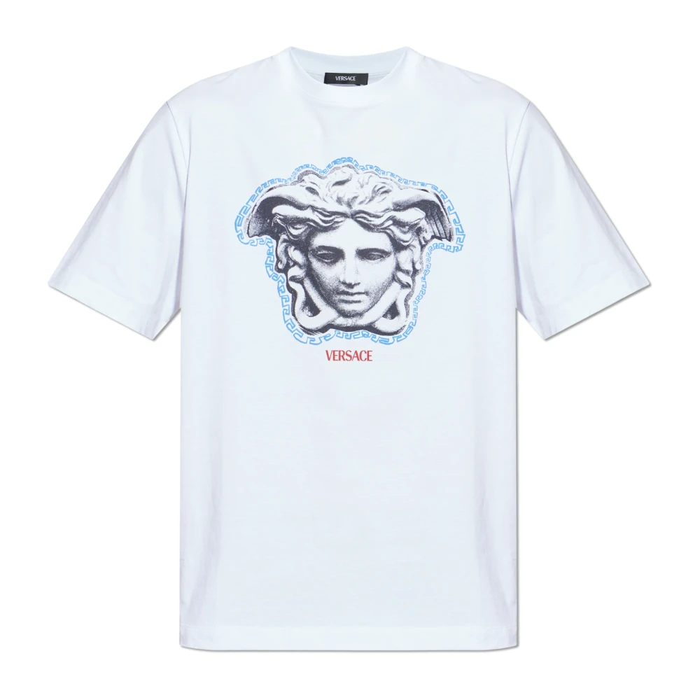 Versace Herren Weiß - Bedrucktes Regular T-Shirt Aus Baumwolljersey - Tops - L