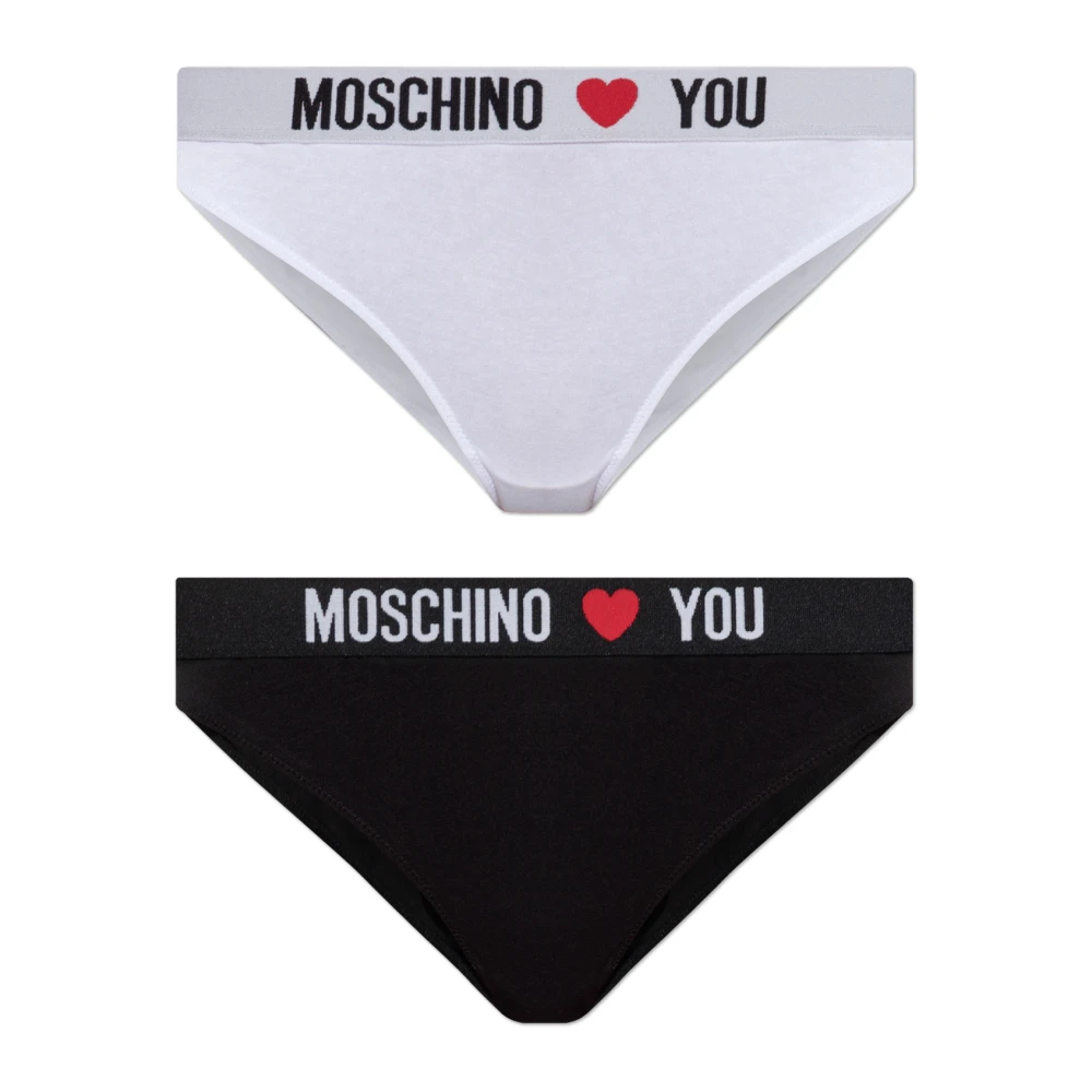 Moschino Damen Schwarz - Logo Waistband Briefs (2Er-Pack) - Underwear - K - S