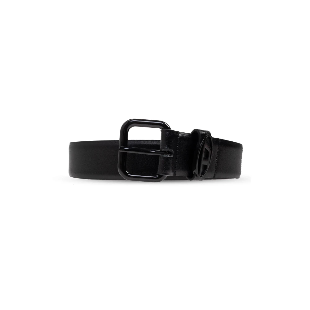 Diesel Unisex Schwarz - Leder Gürtel Oval D Logo B-1Dr - Accessories - K - 75 Cm