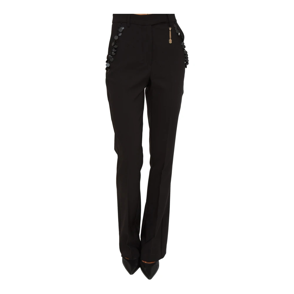 Fracomina Damen Schwarz - Bootcut Hose In Em Polyester Elasthan - Trousers - K - S