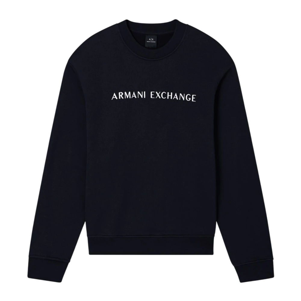 Armani Exchange Herren Blau - Felpa Con Logo Girocollo Maniche Lunghe - Sweatshirts & Hoodies - S