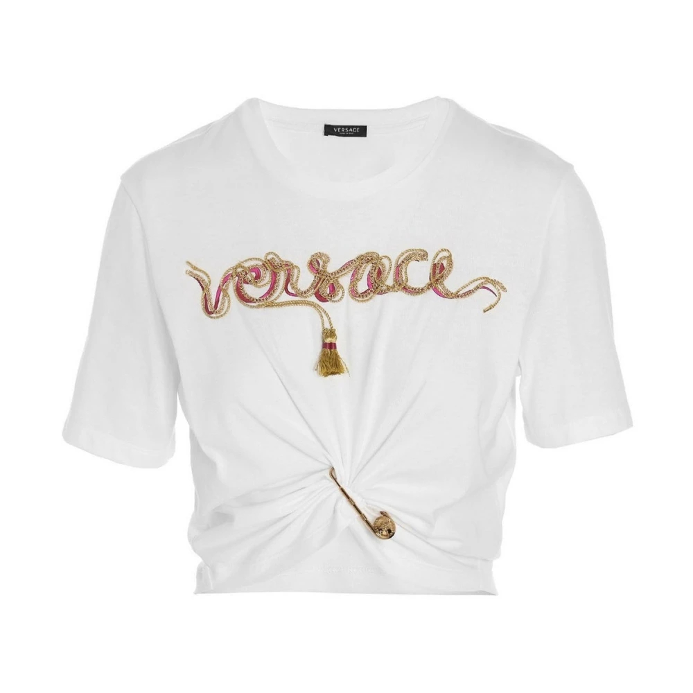 Versace Damen Weiß - Safety Pin Logo T-Shirt - Tops - 2XS