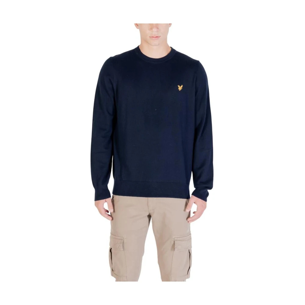 Lyle & Scott Herren Blau Rundhals-Pullover Aus Schafwolle Blend - Bild 8