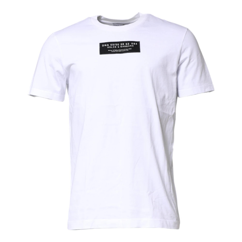 Dolce & Gabbana Herren Weiß - Es Baumwoll-Logo-Patch-Rundhals-T-Shirt - Tops - M