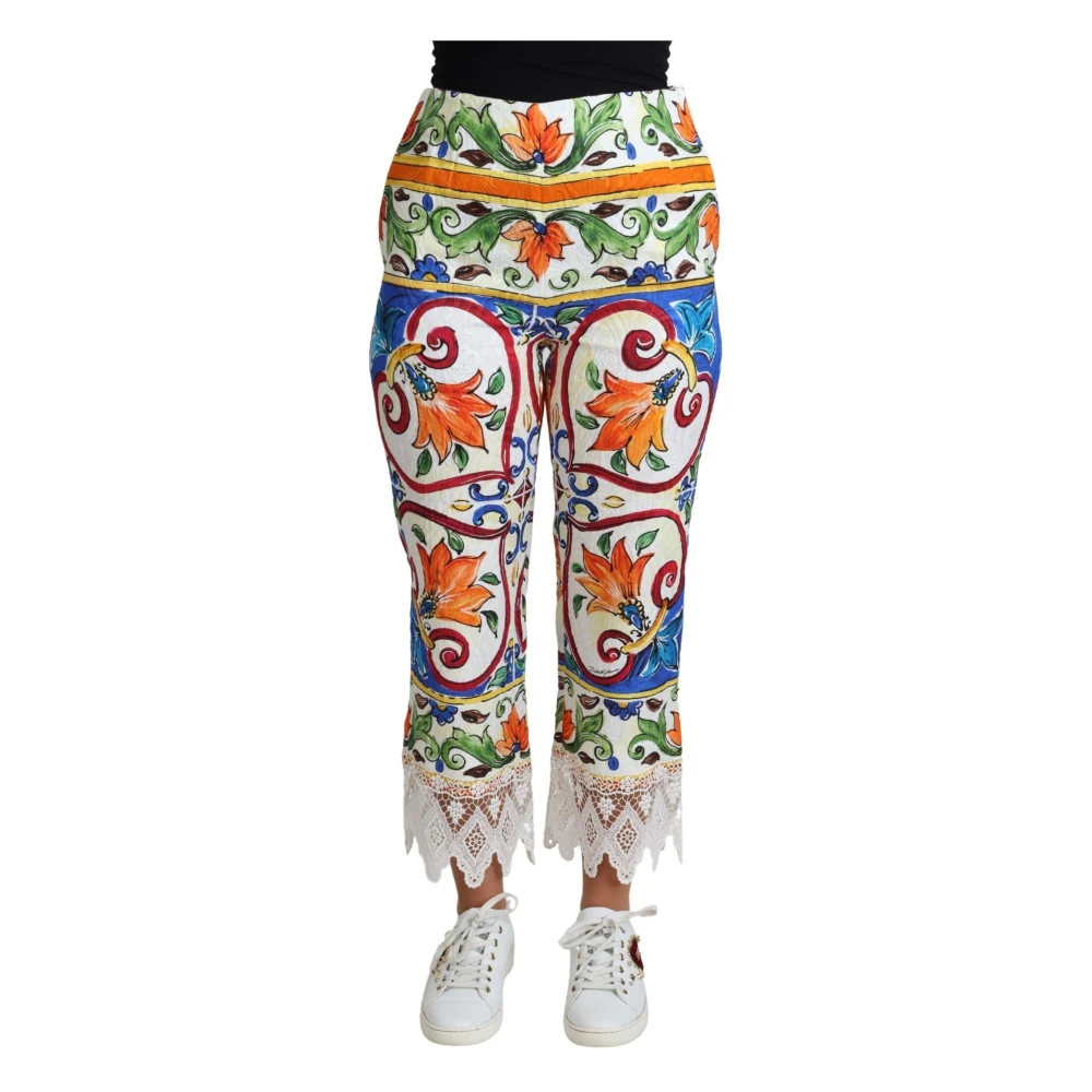 Dolce & Gabbana Damen Multicolor - Majolika Cropped Hose Mit Hoher Taille - Trousers - Mehrfarbig - 2XS