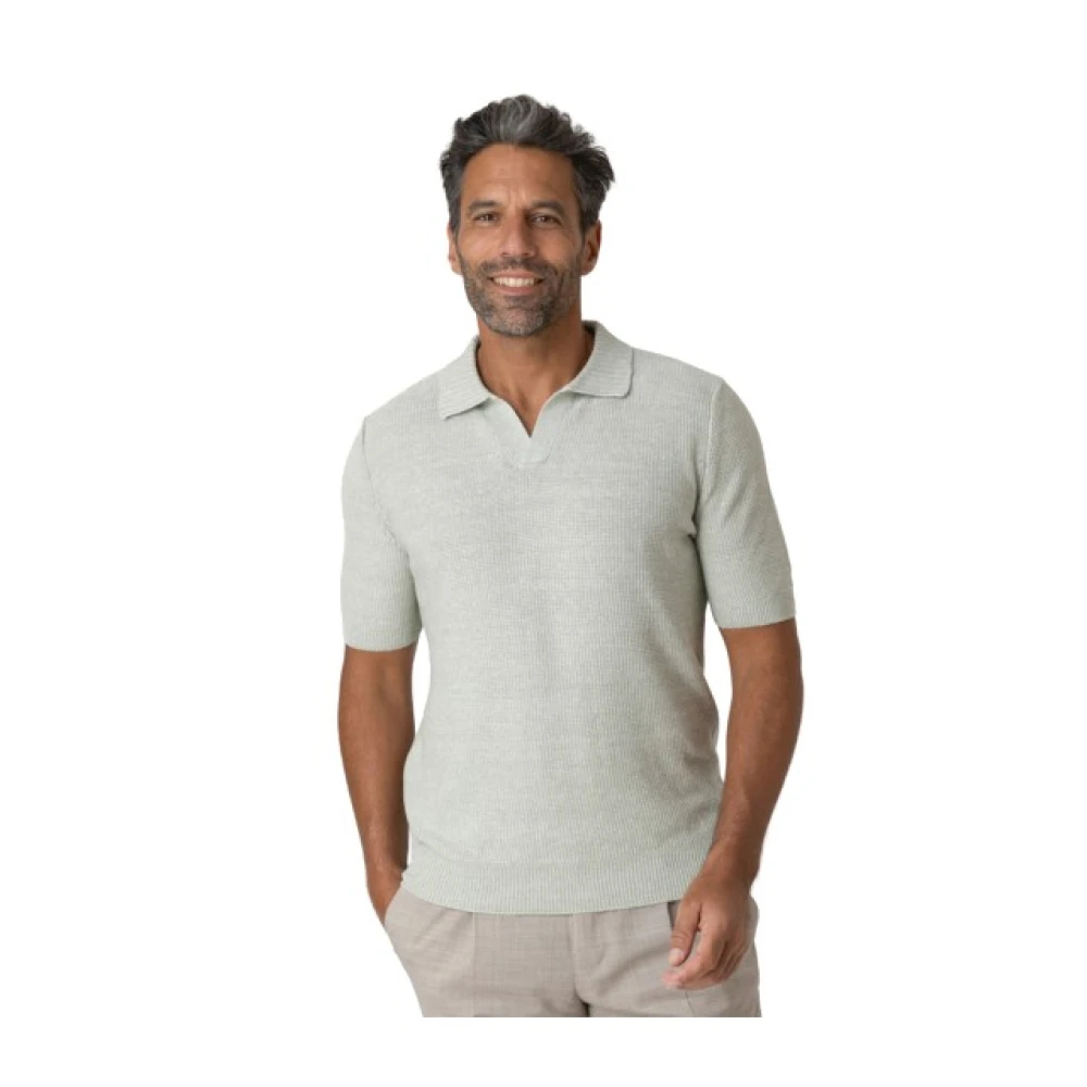Gran Sasso Herren Grün - Wassergrünes Poloshirt Mit Gehäkeltem Stehkragen - Tops - 2XL