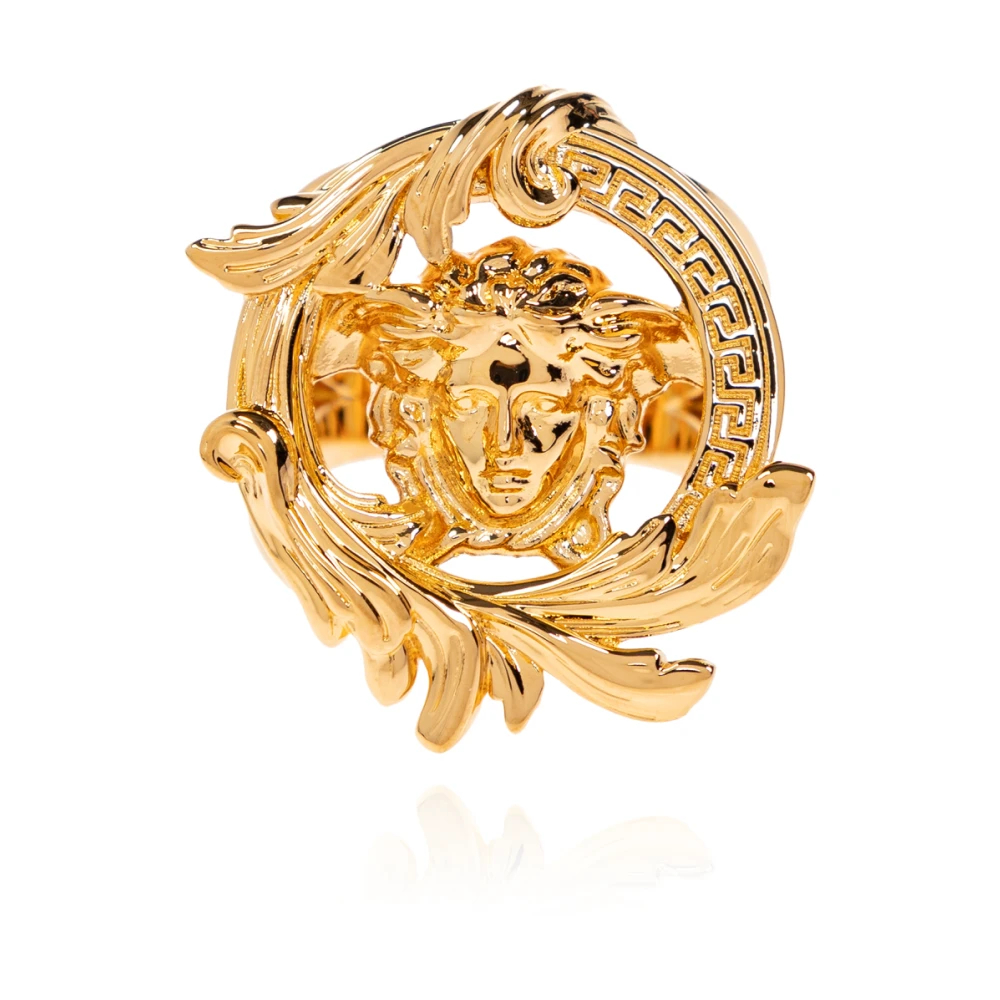 Versace Damen Gelb - Ring Mit Medusa-Kopf-Motiv - Accessories - 50 Mm