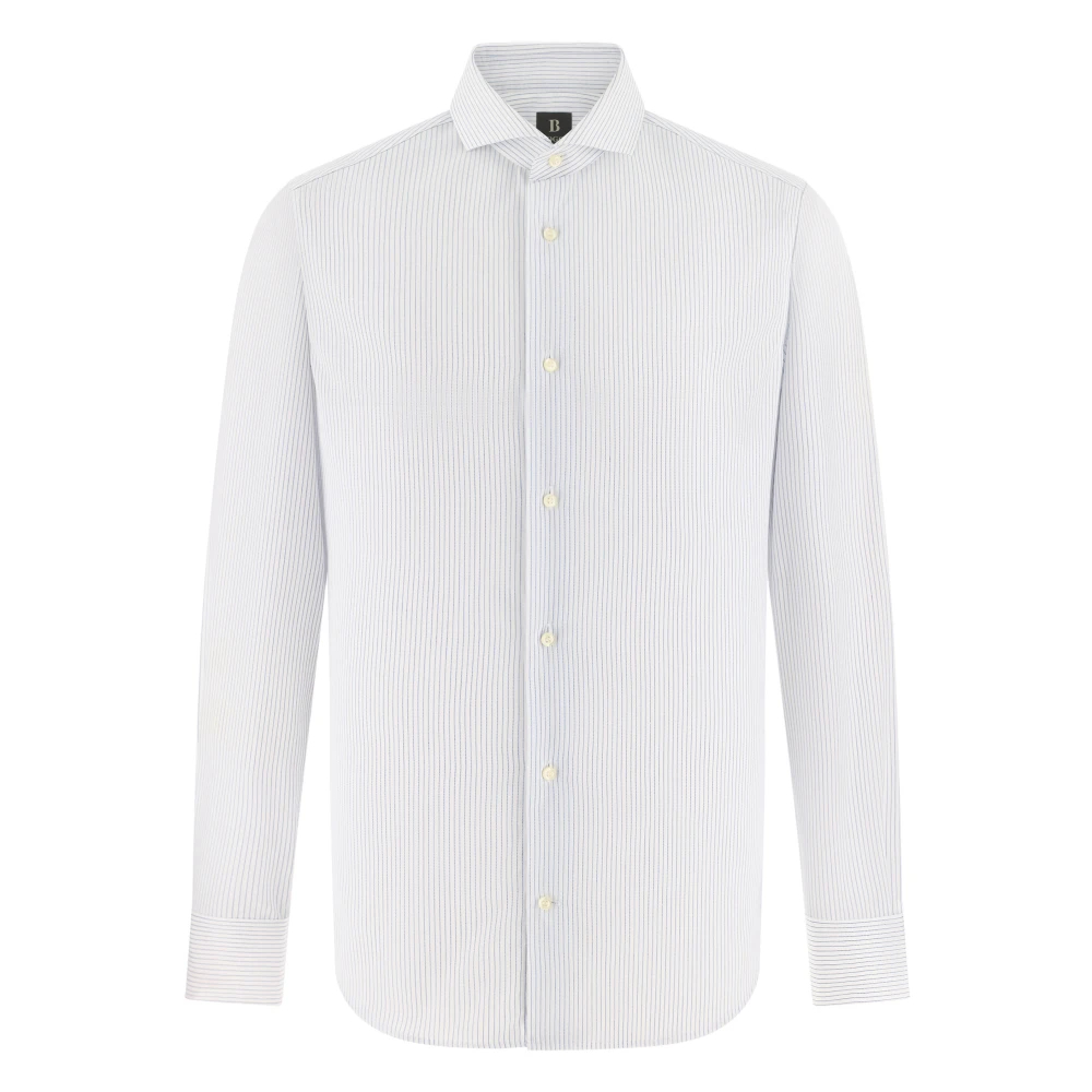 Boggi Milano Herren Blau - 1000 Slim Fit Gestreiftes Baumwollhemd - Shirts - 2XL