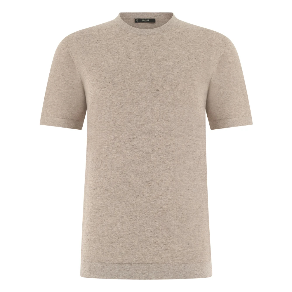 Boggi Milano Herren Beige - Gestricktes T-Shirt Aus Leinen Und Baumwolle - Knitwear - L