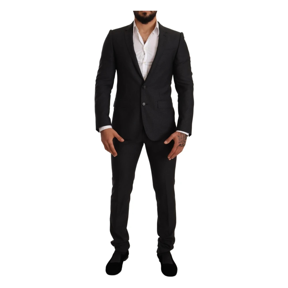 Dolce & Gabbana Herren Grau - Er Woll Martini Slim Fit Anzug - Suits - Xs