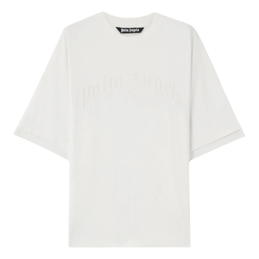 Palm Angels Herren Weiß - Curved Logo Loose Double T-Shirt - Tops - S