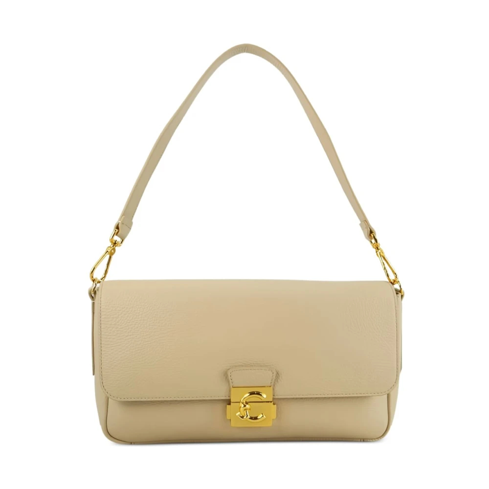 Coccinelle, Damen, Handtasche, C-Me Lock Handbag Grained Leather, Beige - Bild 4