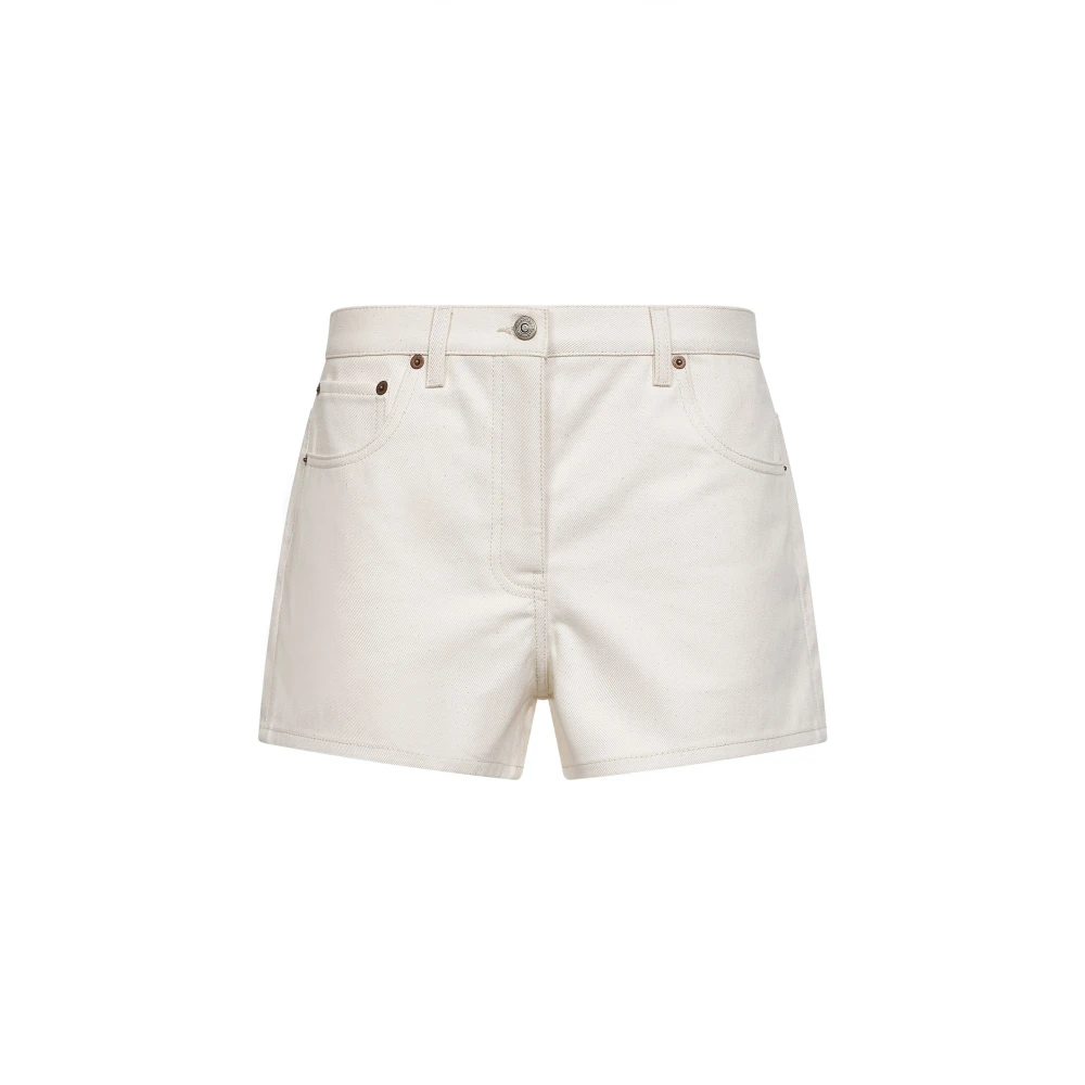 Valentino Damen Beige - Vgold Logo Patch Denim Shorts - Shorts - W26