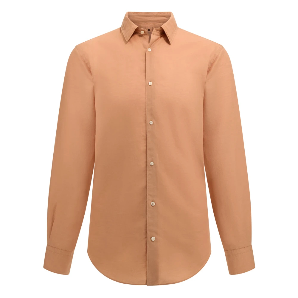 Boggi Milano Herren Orange - Regular Fit Tencel Leinen Hemd - Shirts - L