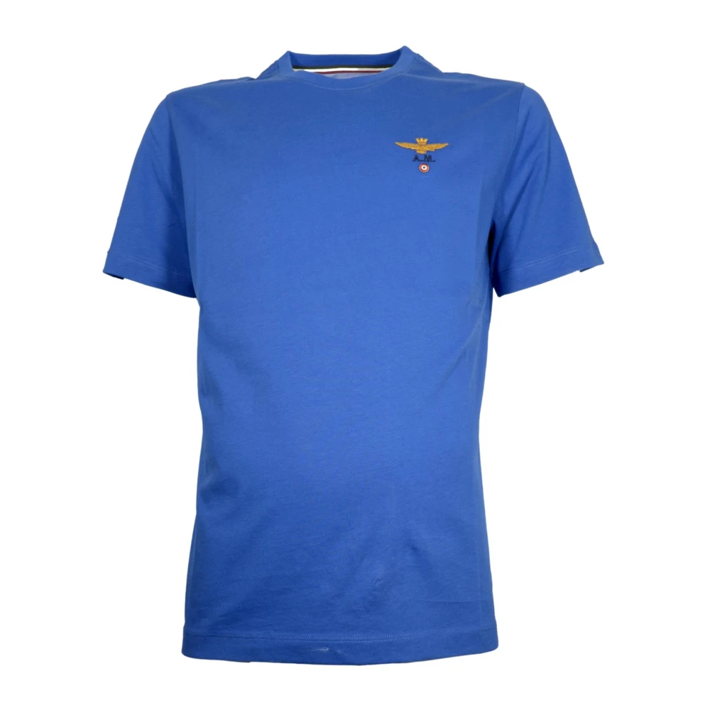 Aeronautica Militare Herren Blau - Basic Baumwoll-Rundhals-T-Shirt - Tops - 4XL