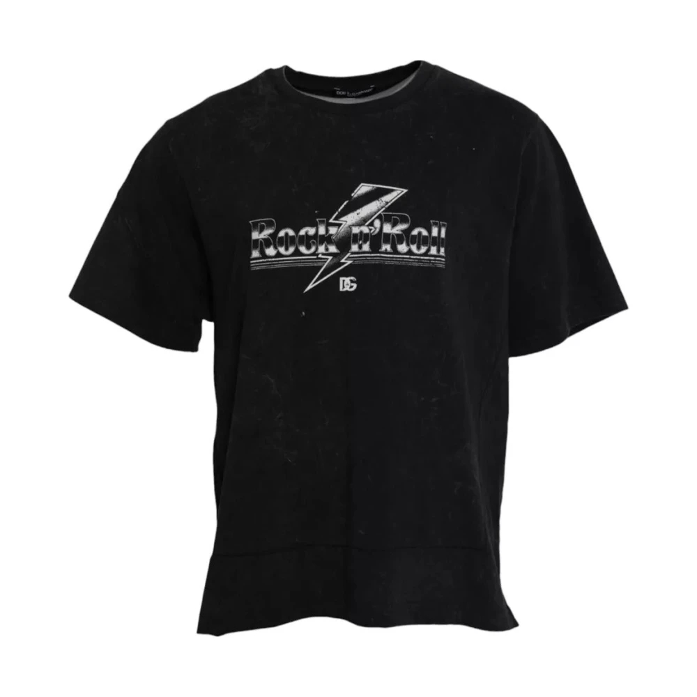 Dolce & Gabbana Herren Schwarz - T-Shirt Mit Grafikdruck Aus Baumwolle - Tops - K - L