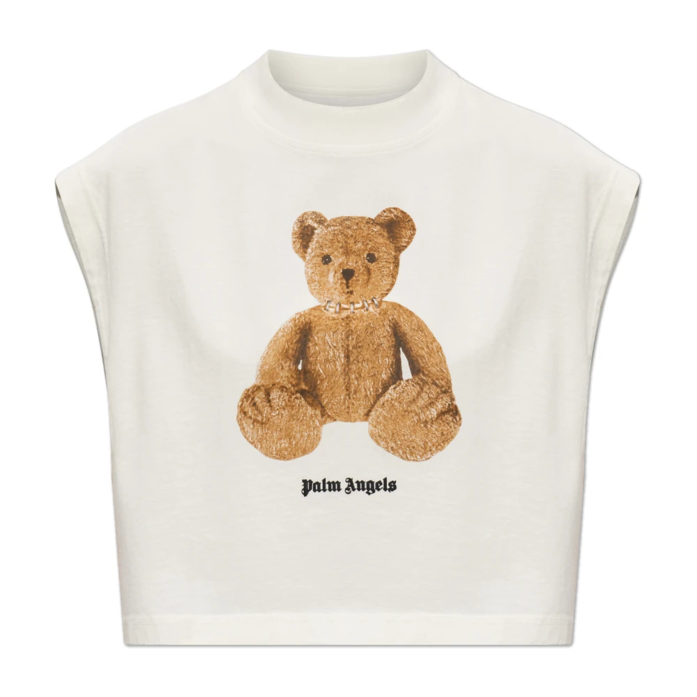 Palm Angels Damen Weiß - Kurzes Top Mit Aufgedrucktem Logo - Tops - Xs