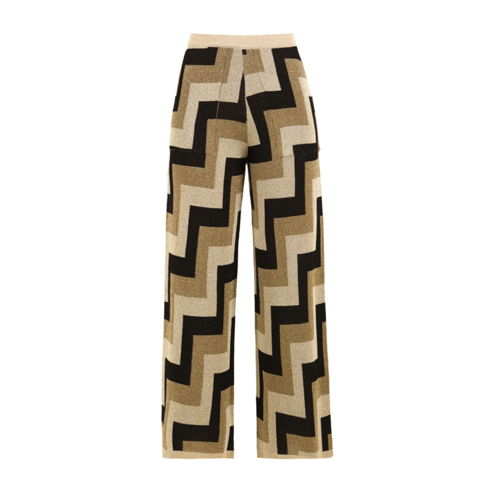 Akep Damen Multicolor - Zig-Zag Jacquard Lurex Palazzo Hose - Trousers - Mehrfarbig -Xs