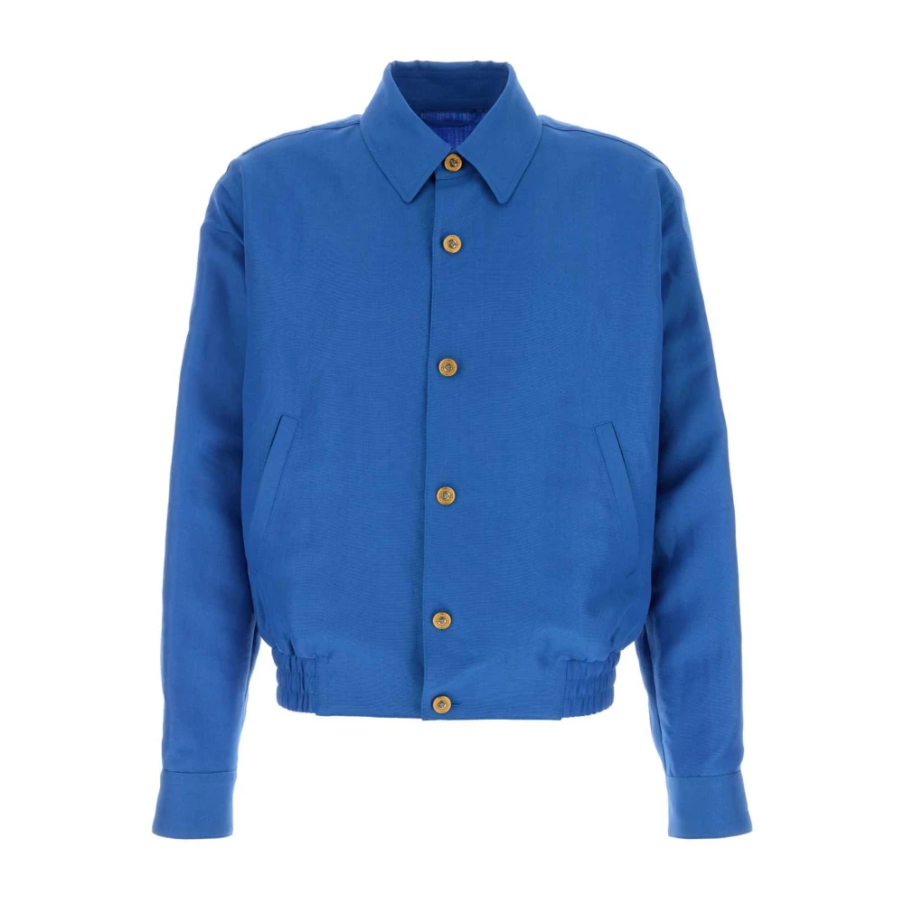 Versace Herren Blau - Bomberjacke Aus Wolle Und Leinen - Jackets - Xl