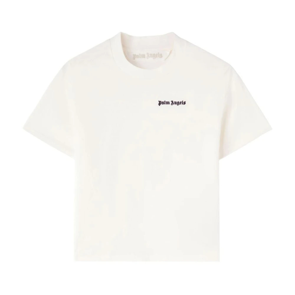 Palm Angels Damen Weiß - Gothic Logo Baumwoll-T-Shirt - Tops - L
