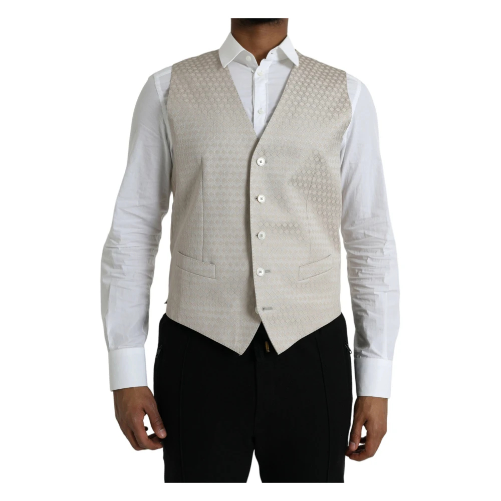 Dolce & Gabbana Herren Weiß - Baumwolle Formelle Weste Kleid - Suits - M