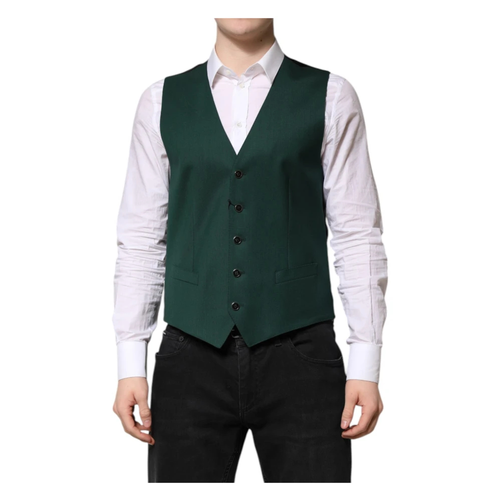 Dolce & Gabbana Herren Grün - E Wolle Formelle Kleid Weste - Suits - M