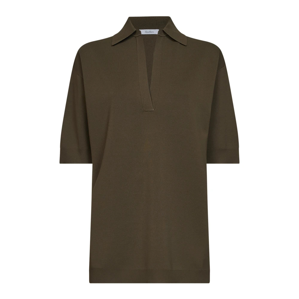 MAX MARA | Khaki green viscose crepe MXMALPINO long polo shirt | Women | L - Bild 3