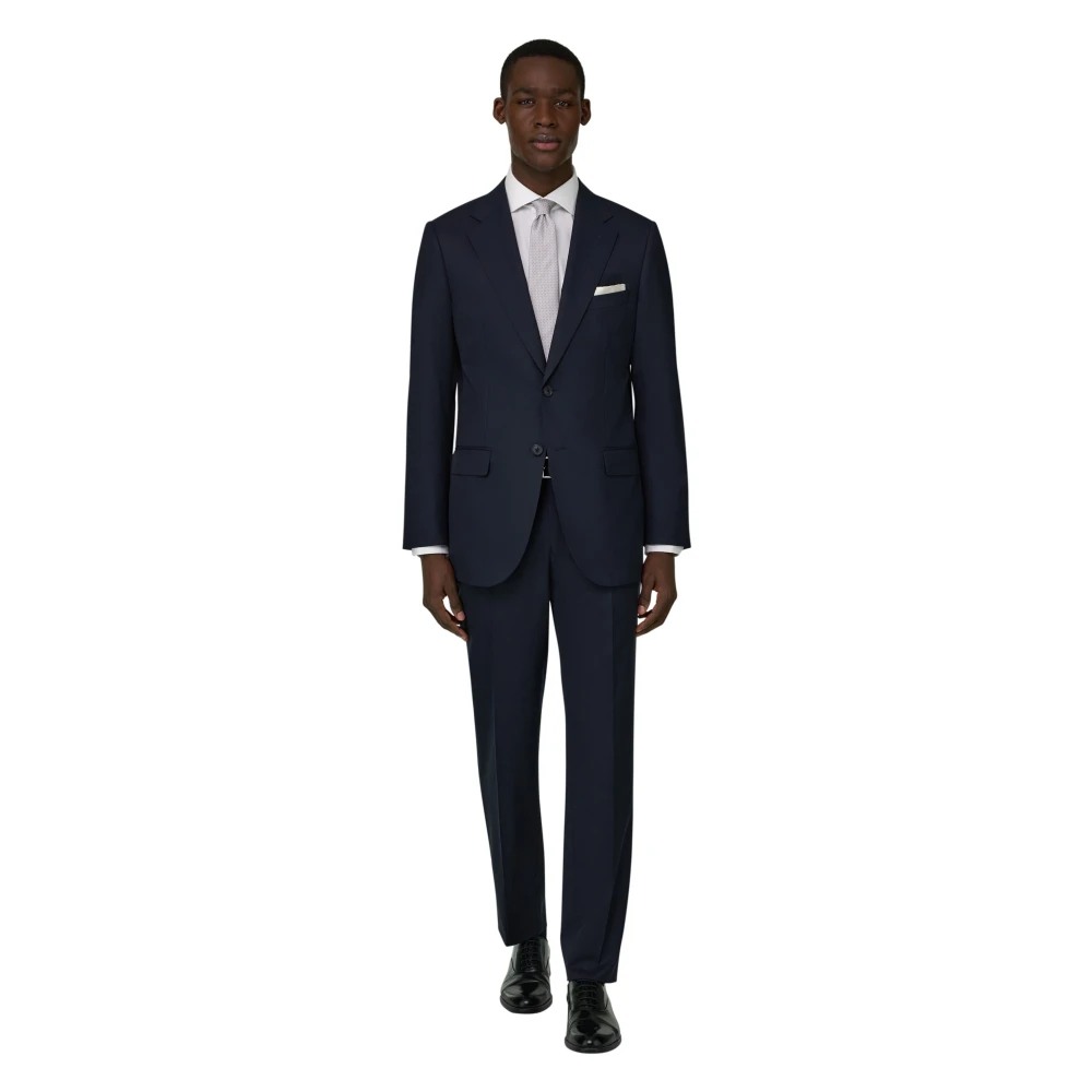 Boggi Milano Herren Blau - Micro Fancy Wollmischungs-Anzug - Suits - 2XL