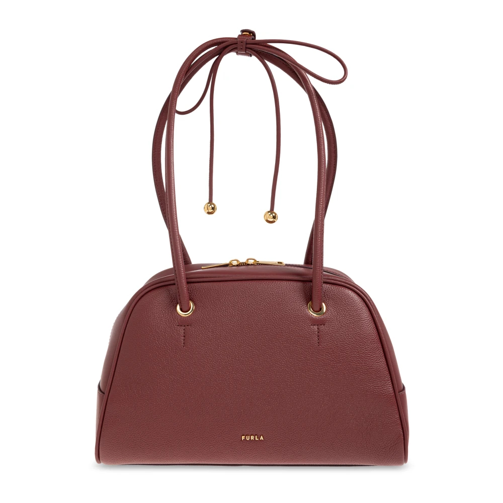 Furla Poppy Sac À Main M Red Apple Rouge Cuir Grainé Diamant + Cuir De Veau Sidney Femme - Bild 7