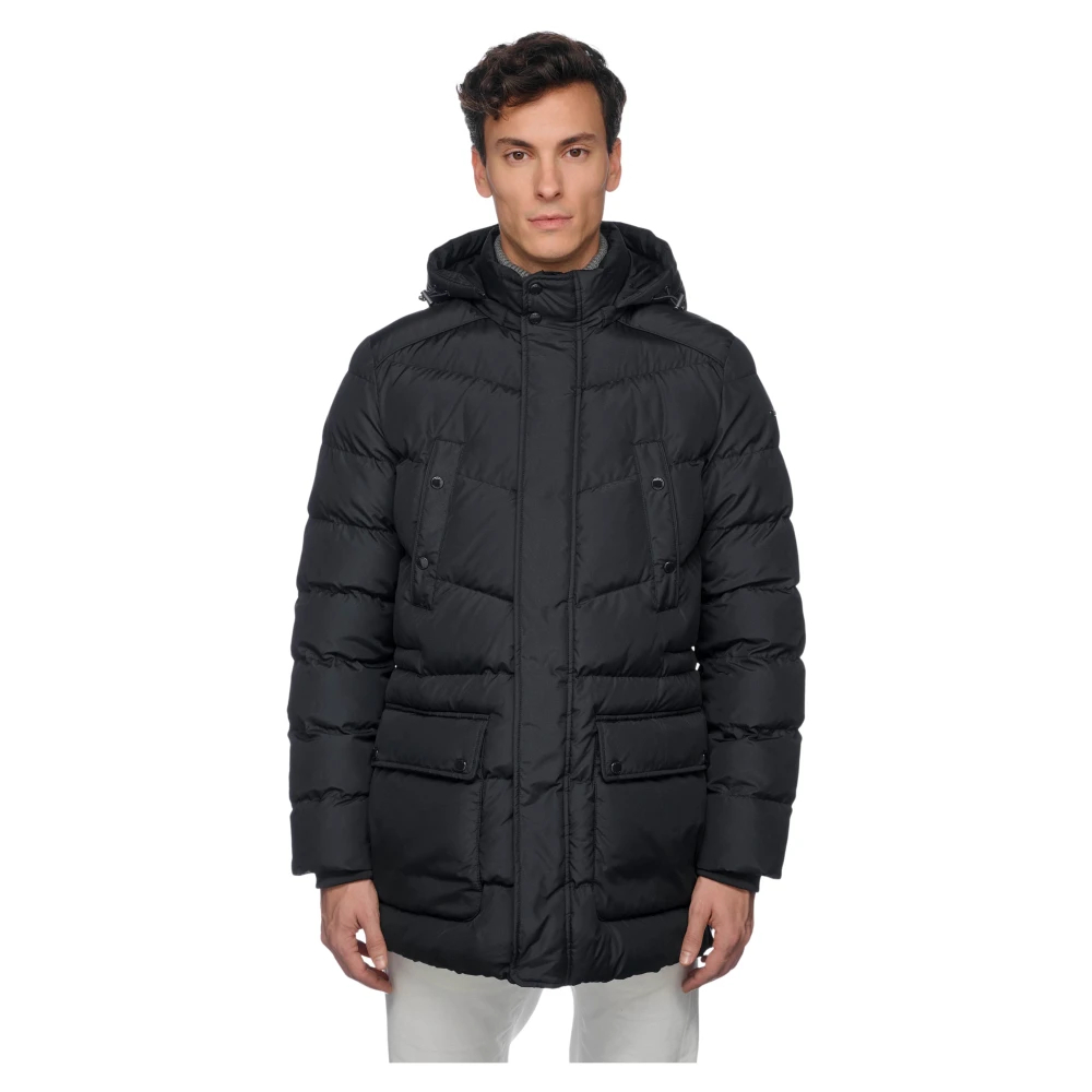 Geox Schwarz Lange Daunenjacke Mit Kapuze Leitan - Bild 3