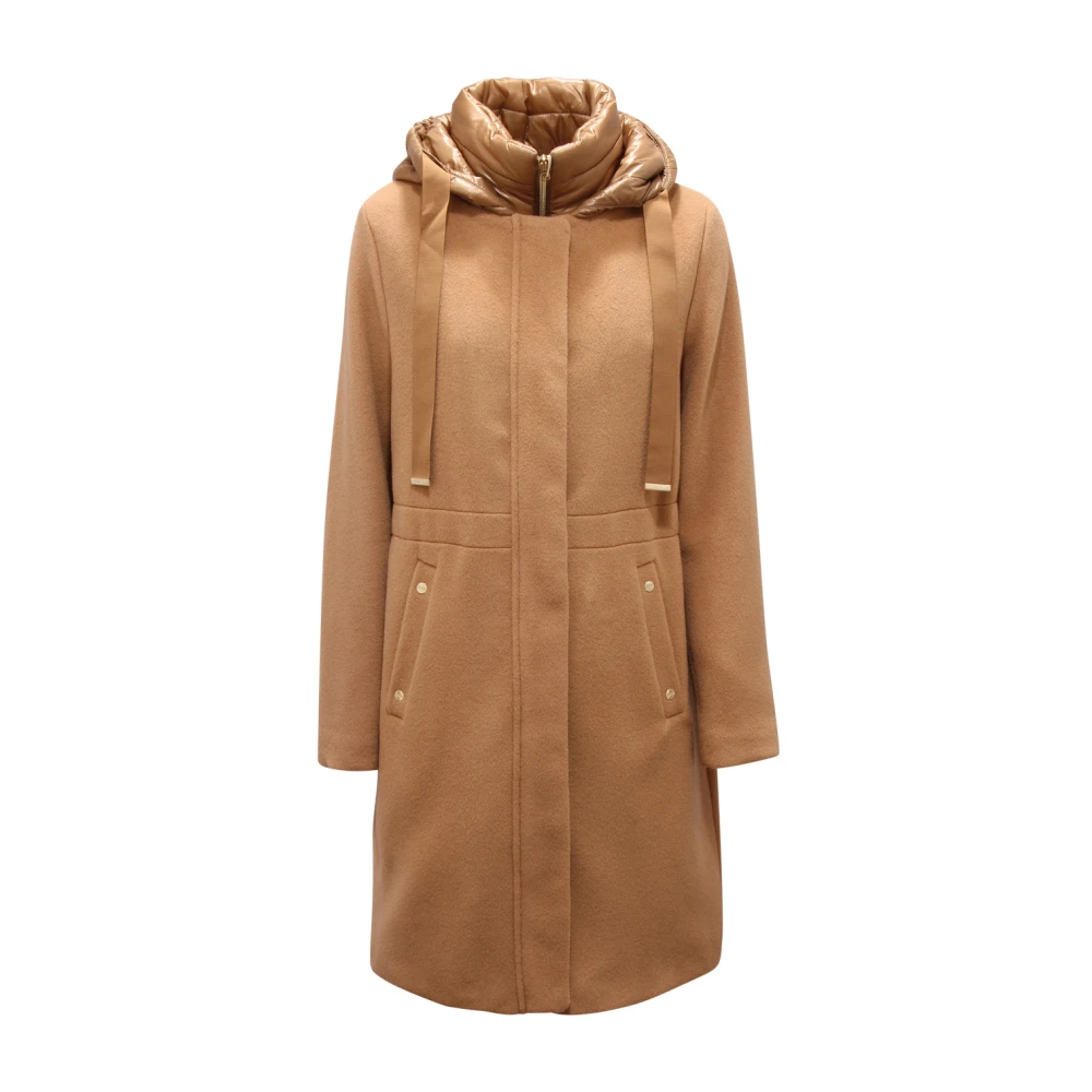 Herno Damen Beige - Wollmantel Mit Abnehmbarer Front - Coats - Xl