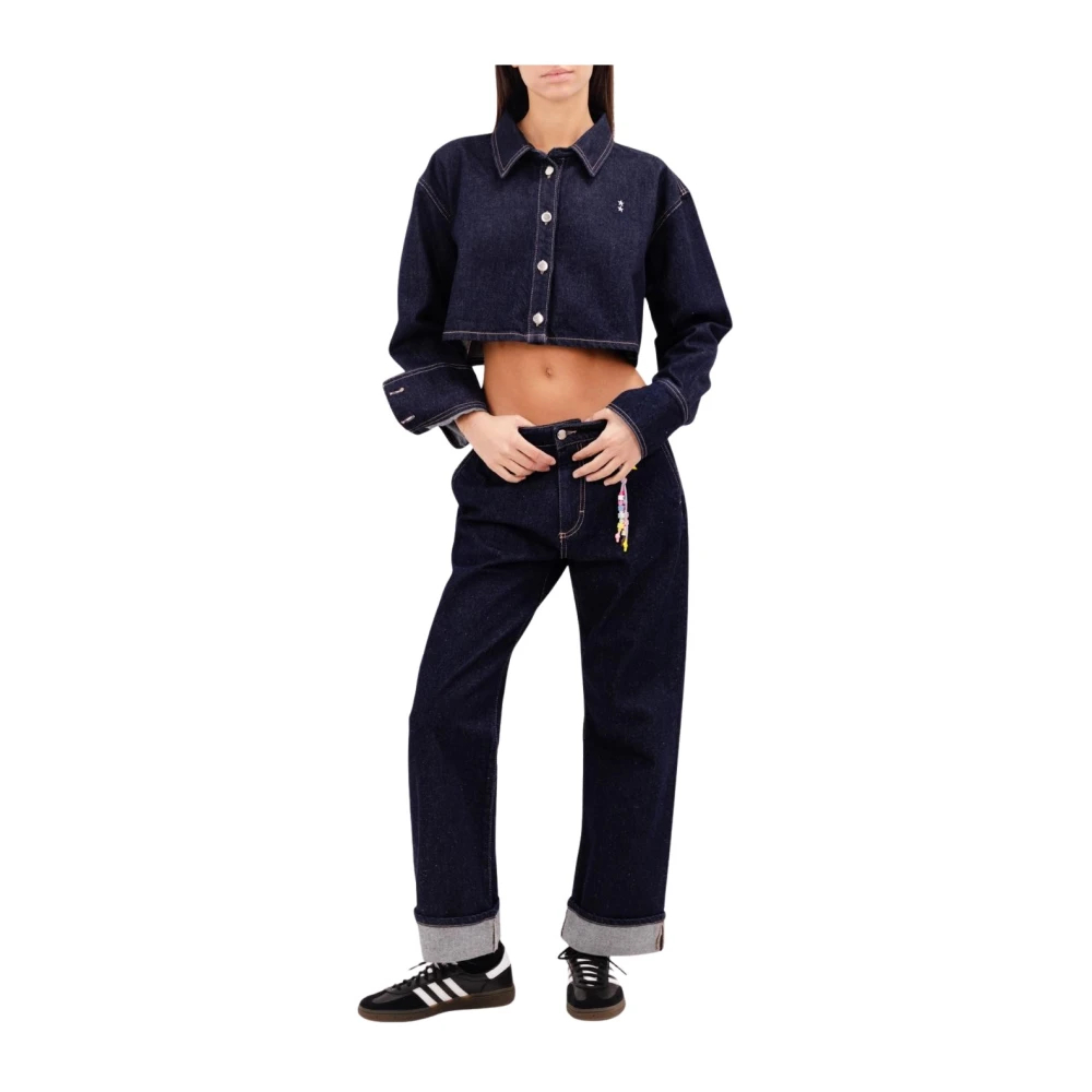 Icon Denim Damen Blau - Amber Crop Shirt - Blouses & Shirts - S