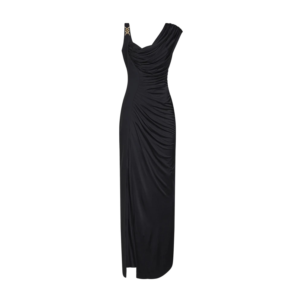 VERSACE | Black liquid jersey draped long dress | female | 42 - Bild 3