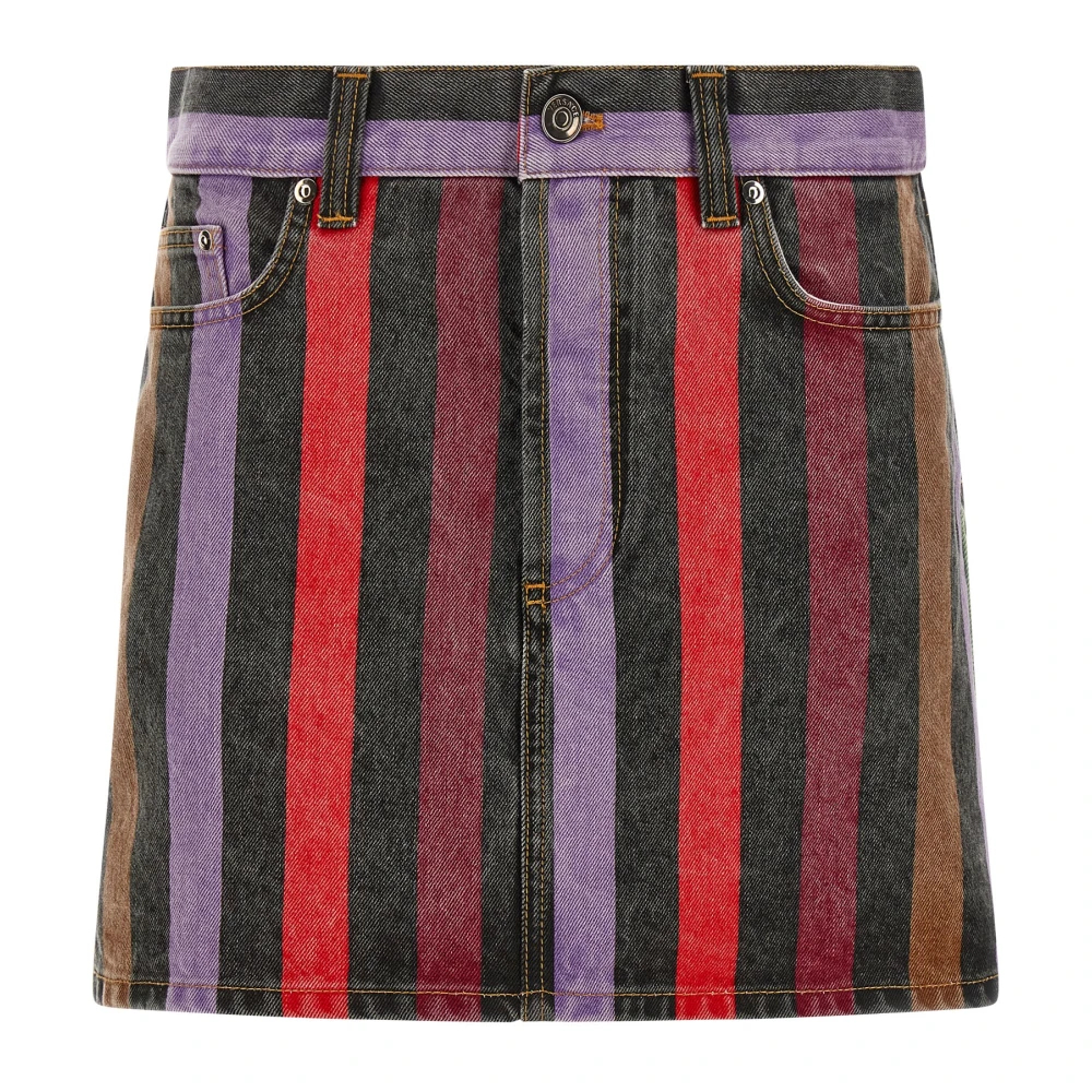Versace - Gewaschener Gestreifter Baumwoll-Denim-Minirock - Skirts - Damen - Mehrfarbig - S