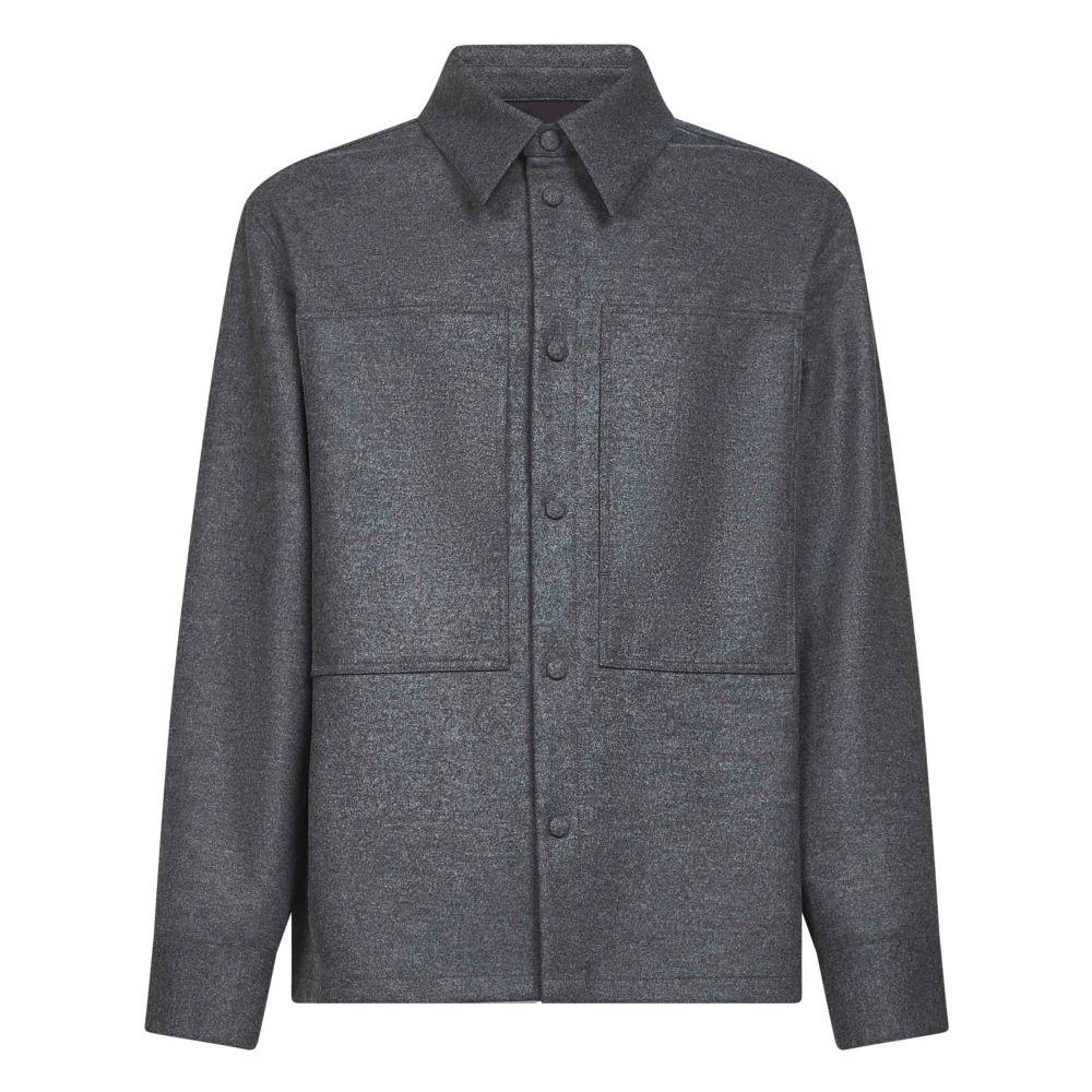 Jil Sander Herren Grau - Es Wollhemd Mit Druckknöpfen - Blouses & Shirts - M