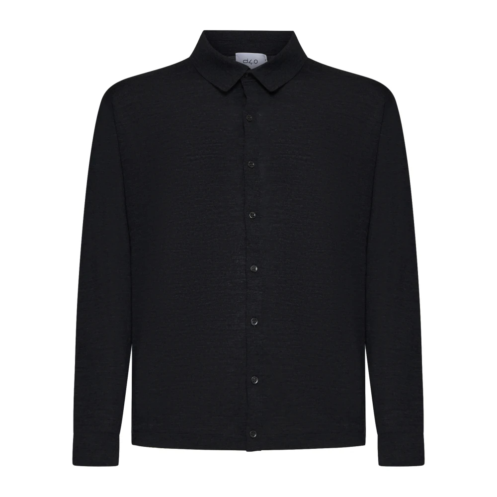 D4.0 Herren Schwarz - Strickhemd Aus Schurwolle - Knitwear - K - 3XL