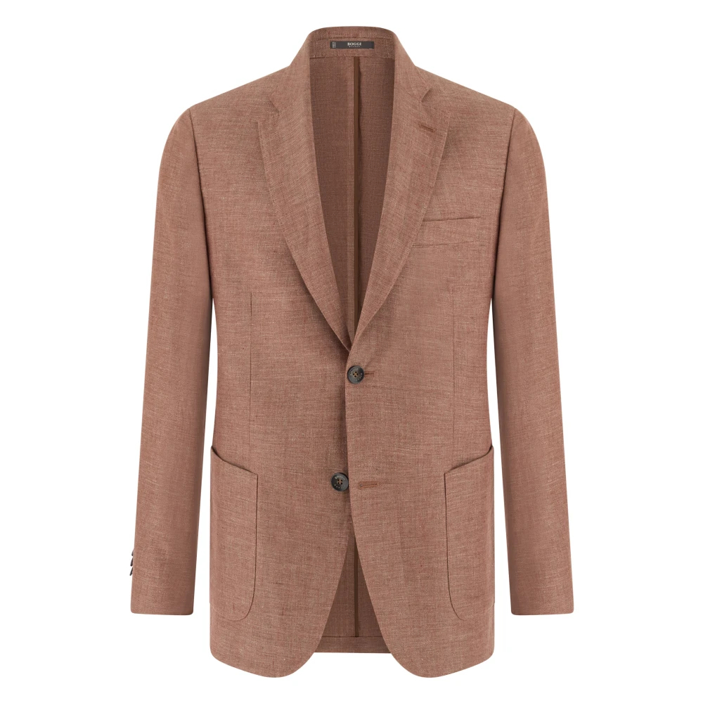 Boggi Milano Herren Orange - Mélange Reines Leinen Jacke - Jackets - L