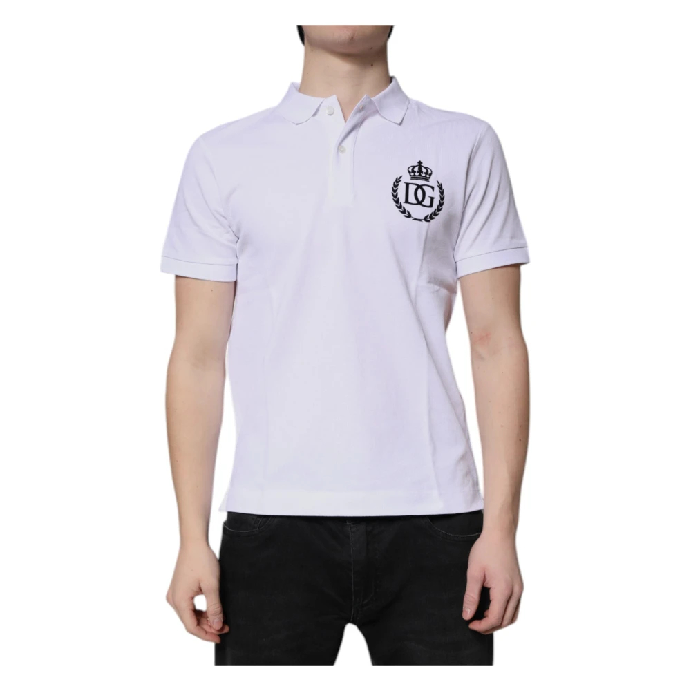 Dolce & Gabbana Herren Weiß - Es Baumwoll-Polohemd Mit Kronenkragen - Tops - Xs