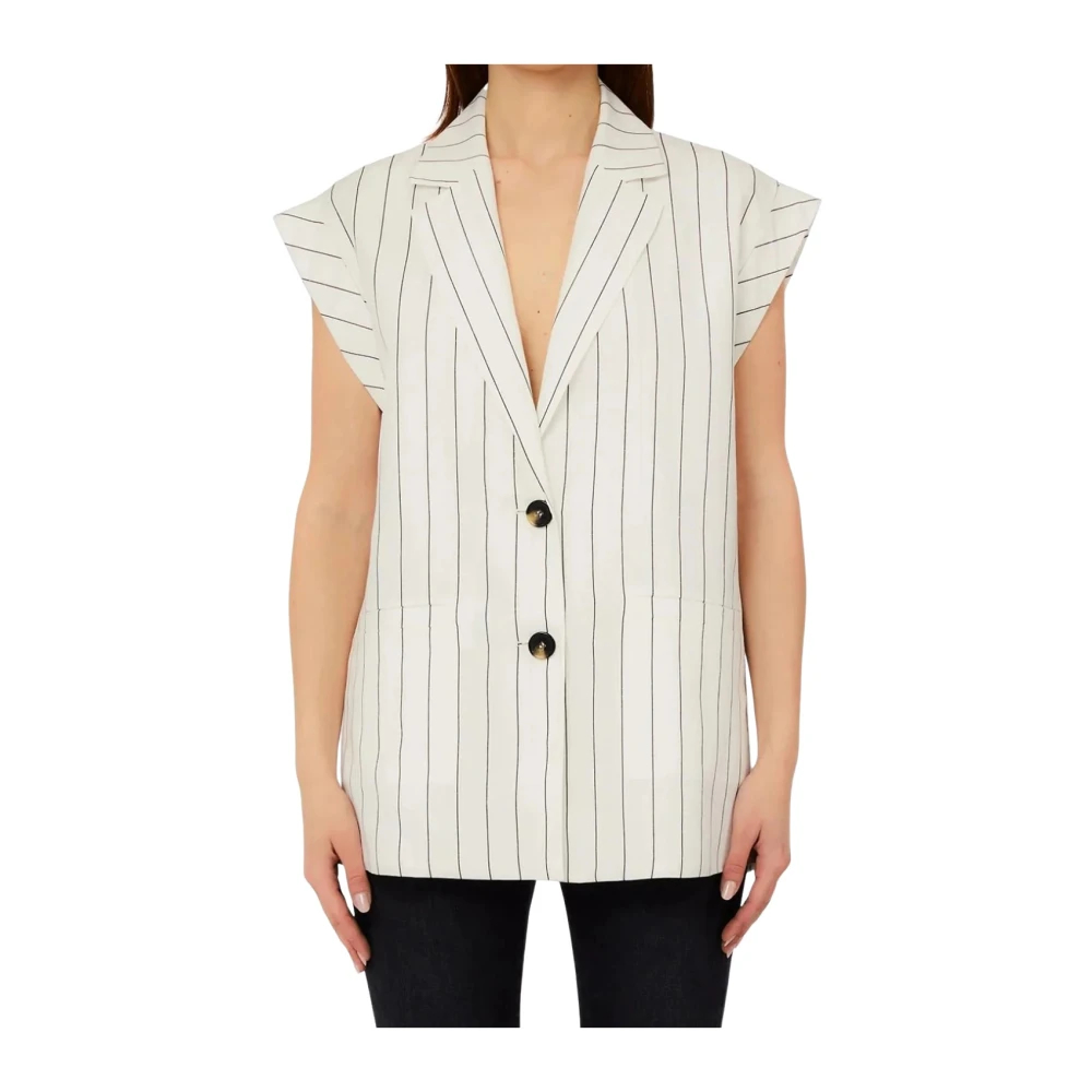 Liu Jo Damen Weiß - Gilet Aus Leinenmischung - Jackets - L