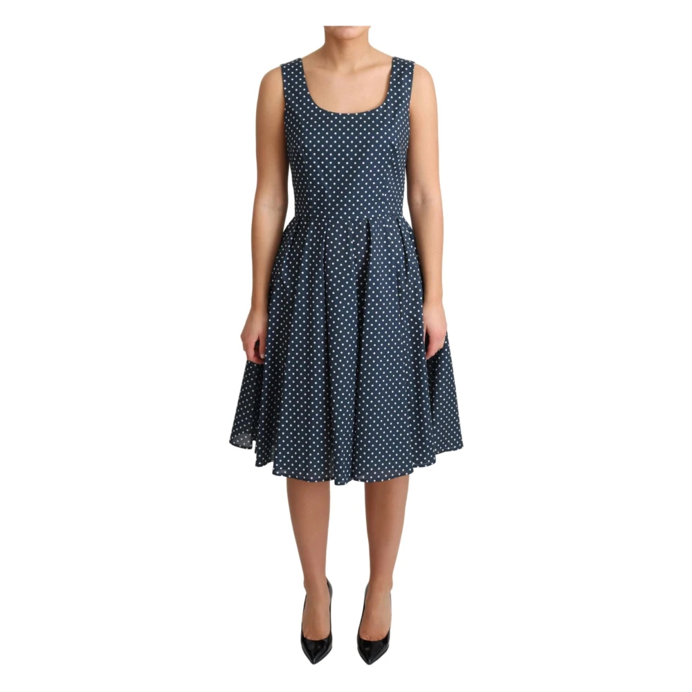 Dolce & Gabbana Damen Blau - Gepunktetes Ärmelloses A-Linien-Kleid - Dresses - S