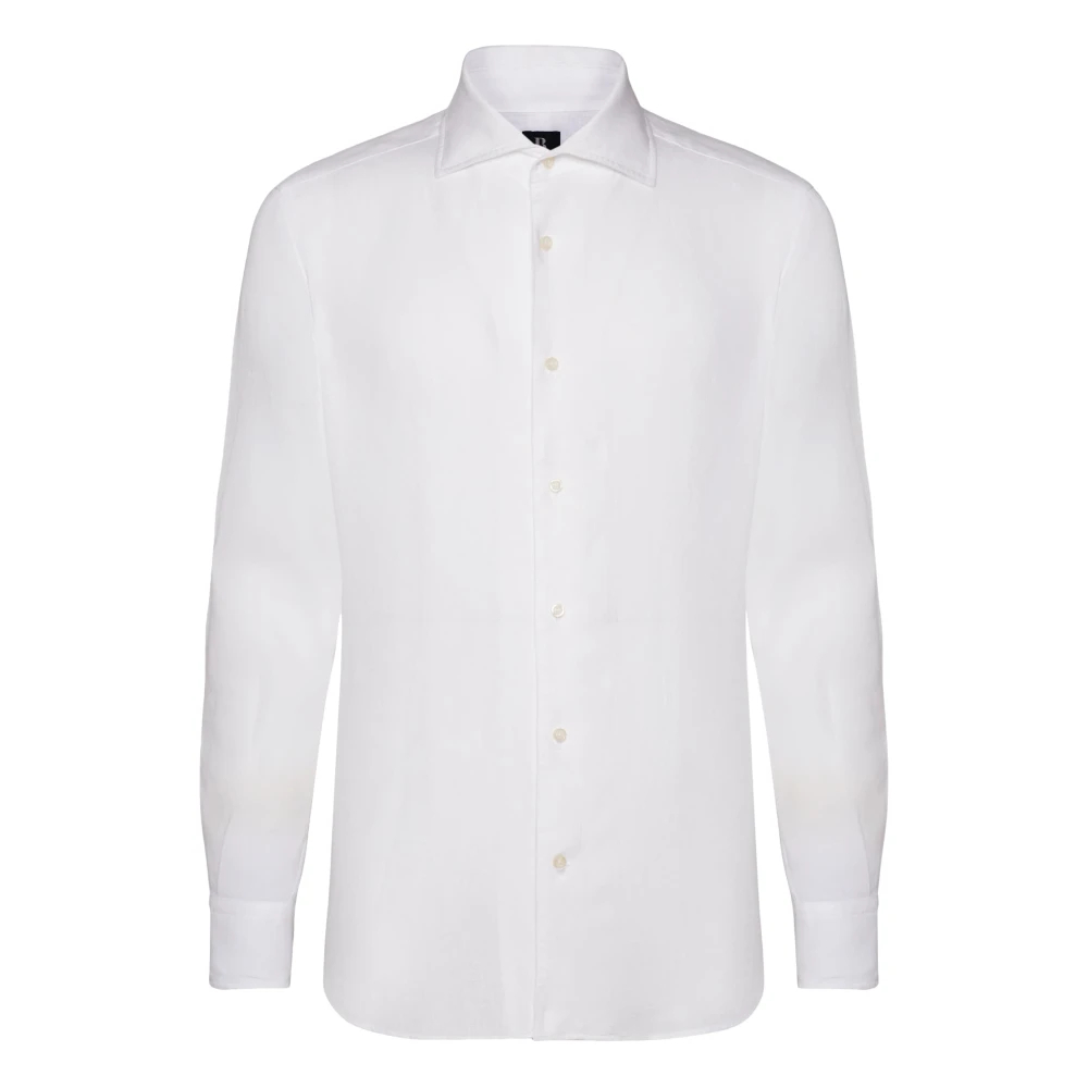Boggi Milano Herren Weiß - Regular Fit Leinenhemd - Shirts - S