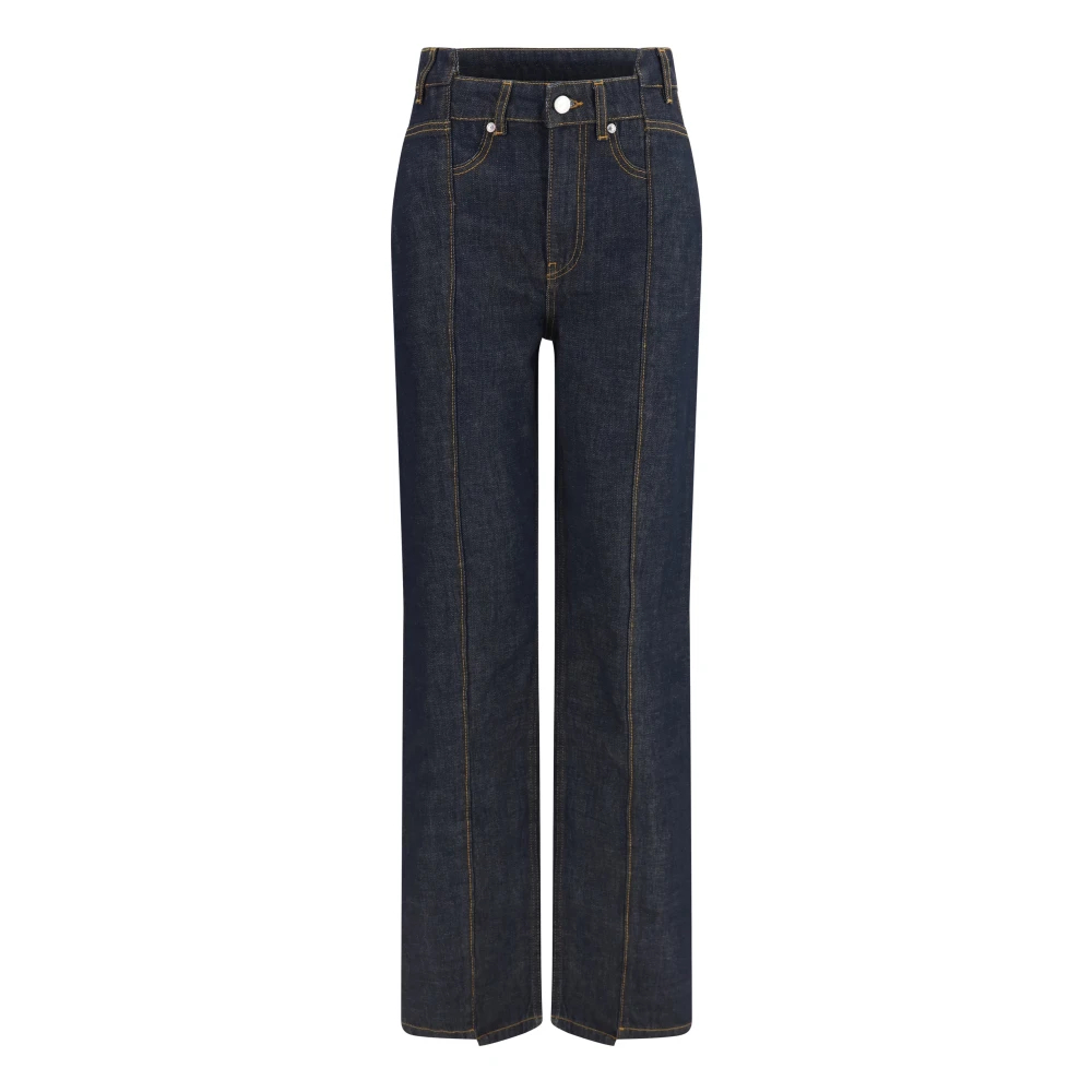 Ganni - Slub Denim Fold Jeans - Jeans - Damen - Blau - W28 - Bild 7