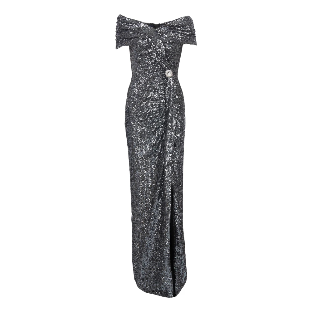 Balmain Damen Grau - Langes- Drapiertes Kleid Mit Pailletten - Dresses - 2XS