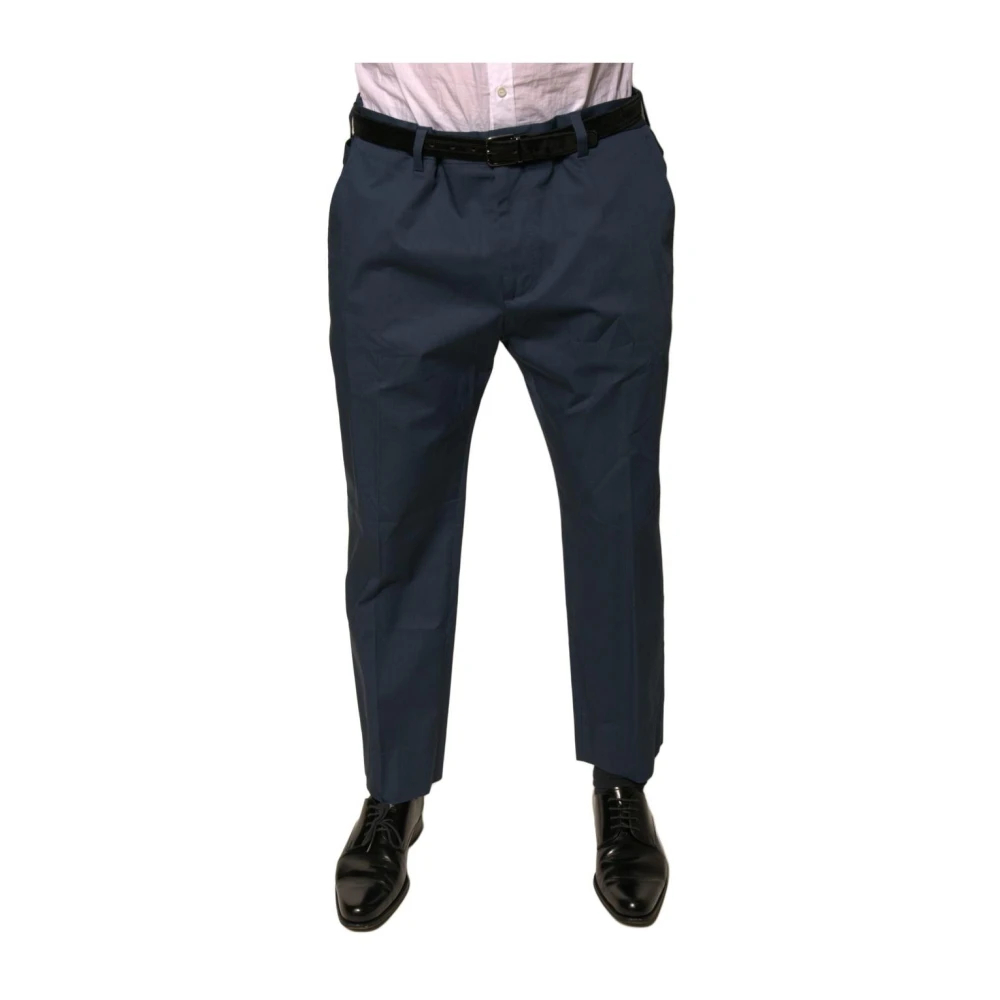 Dolce & Gabbana Herren Blau - Elegante Dunkelblaue Baumwoll-Anzughose - Trousers - 3XL