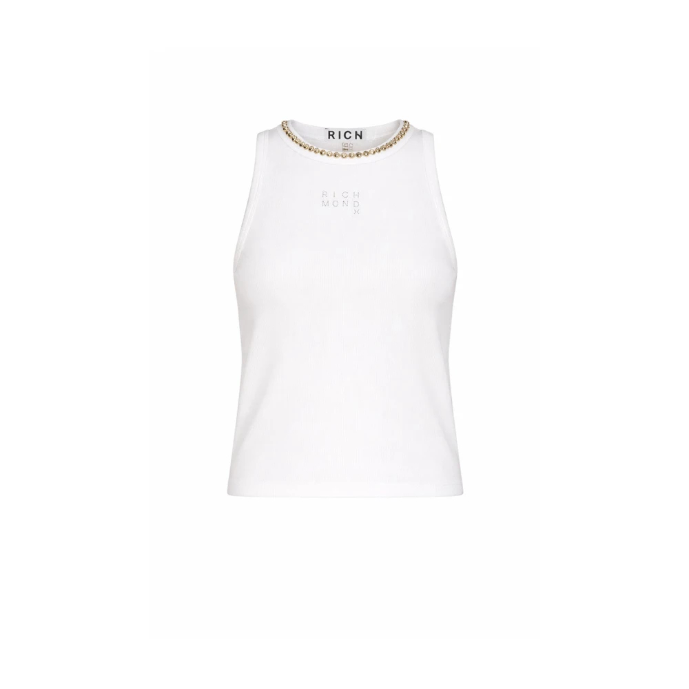 Richmond Damen Weiß - Rundhalstop Mit Schmuckdetail - Tops - L