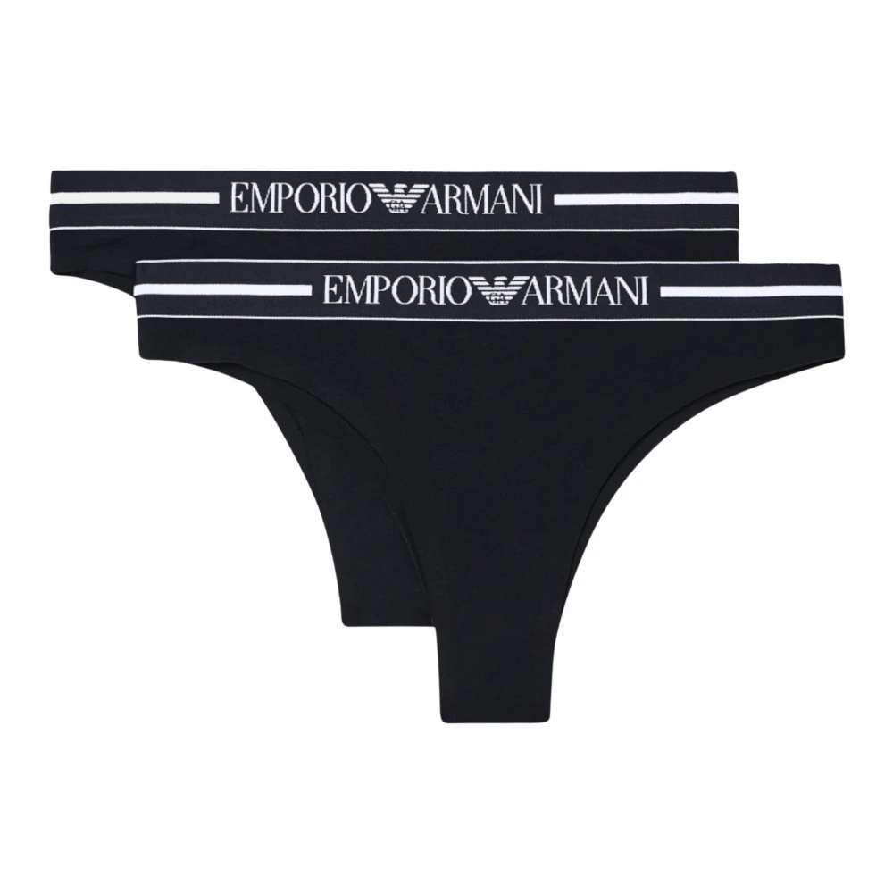 Emporio Armani Damen Schwarz - Logo-Bund Slips - Underwear - K - L