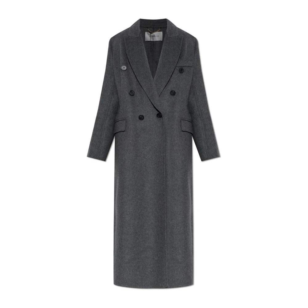 Victoria Beckham Damen Grau - Doppelreihiger Mantel Mit Einzelschlitz - Coats - Xs