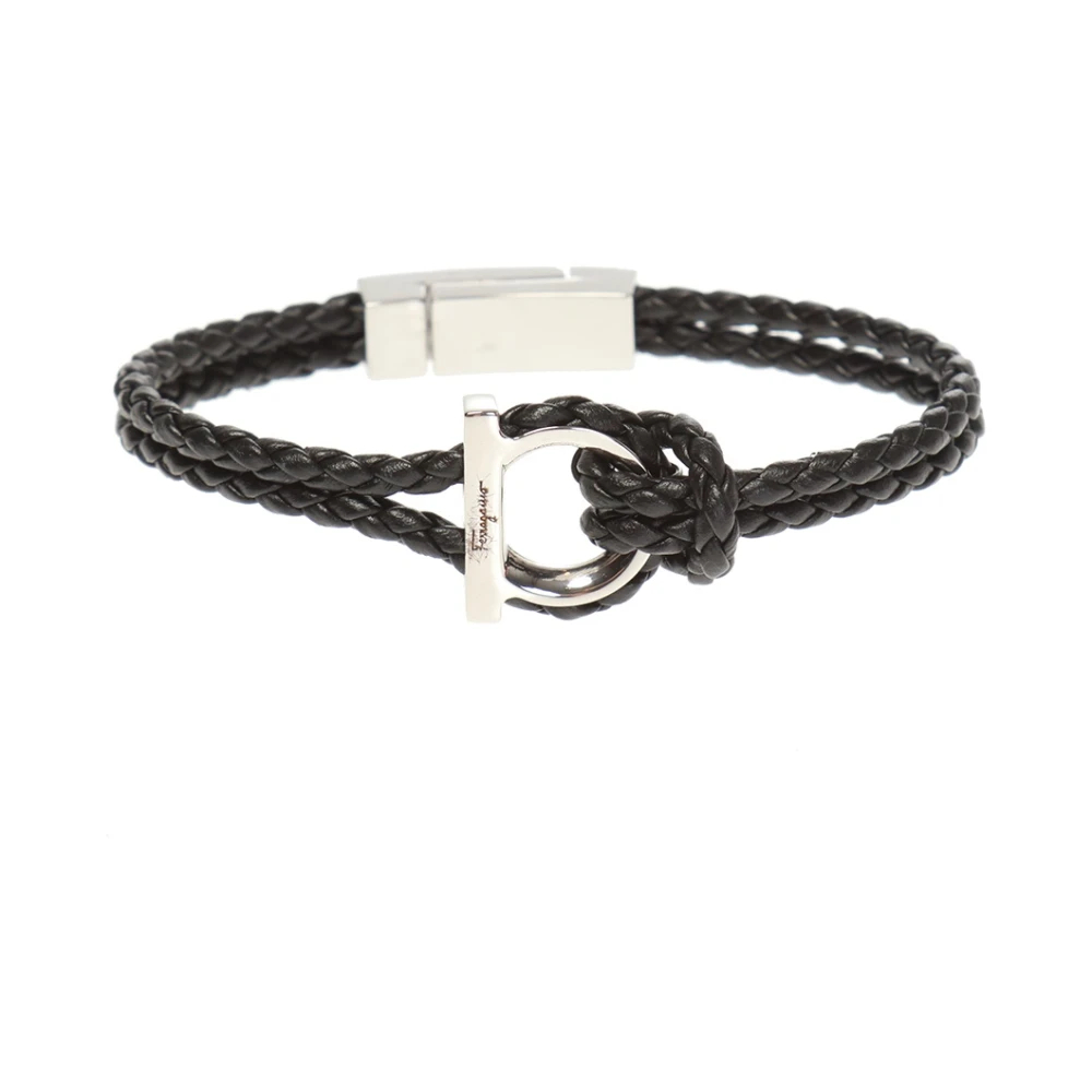 Ferragamo - Gancini Geflochtenes Armband - Accessories - Damen - Schwarzk - One Size