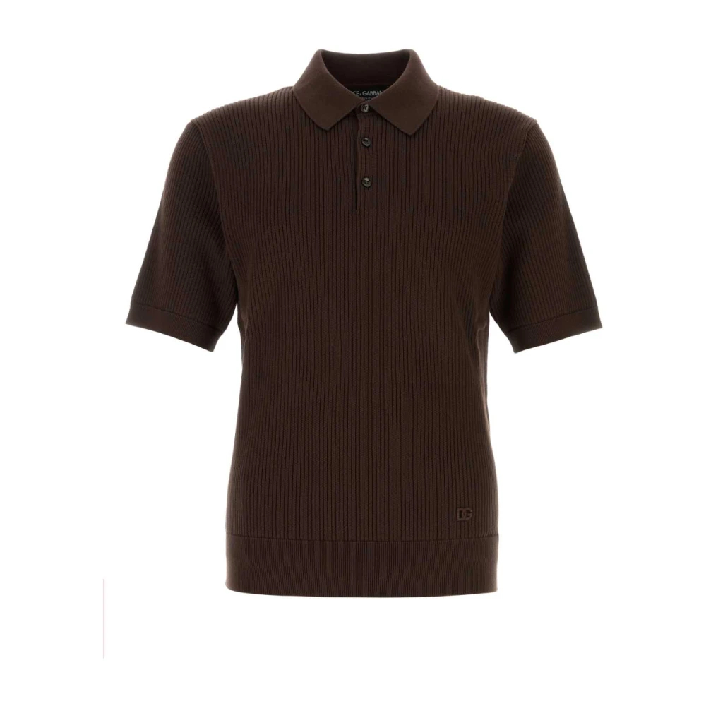 Dolce & Gabbana Herren Braun - Micro-Rib Baumwoll-Polohemd - Tops - M