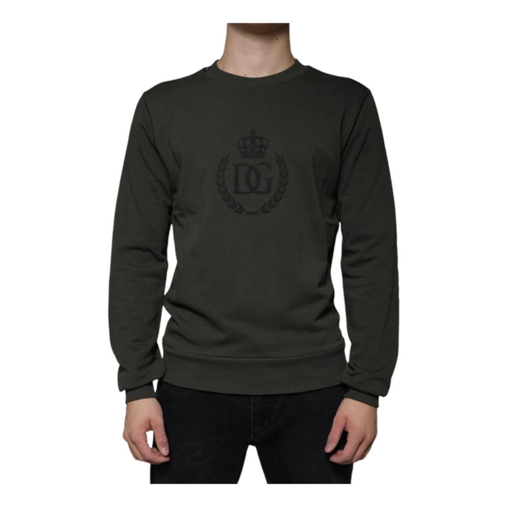 Dolce & Gabbana Herren Grün - Kronen-Logo Rundhalspullover - Sweatshirts & Hoodies - Xs